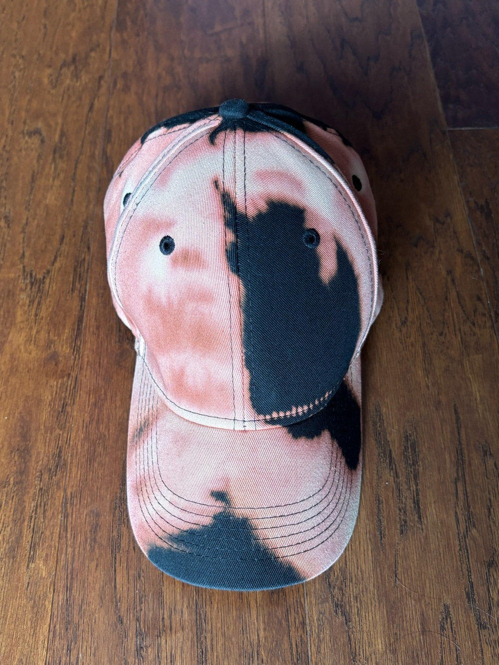 Black Coral Bleach Dye Baseball Cap Adjustable Cotton Tie Dye Hat